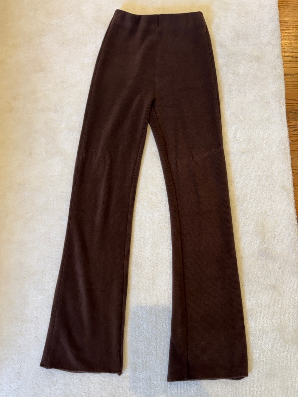 Danielle Guizio Chocolate Brown Ribbed Pants